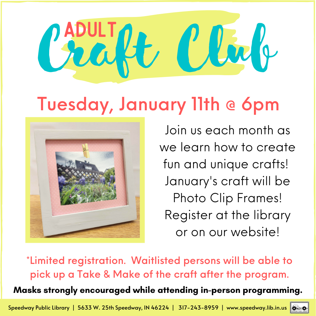 Adult Craft Club Speedway Public Library